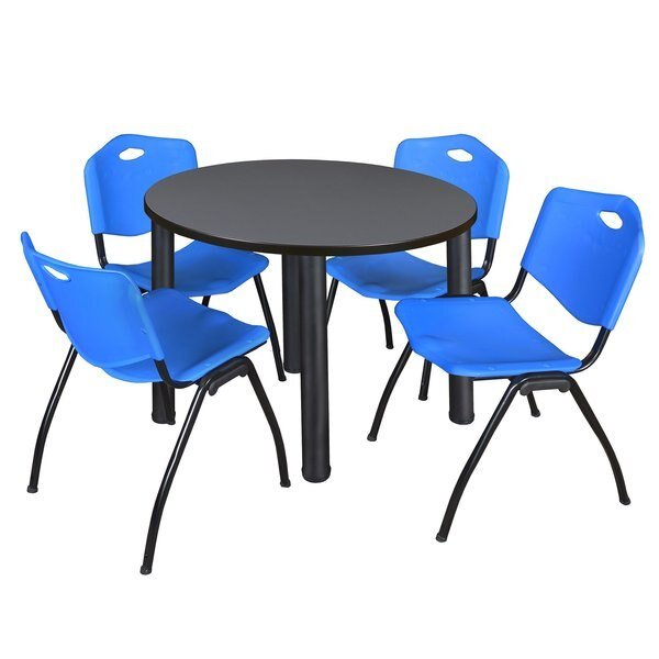 Round Tables > Breakroom Tables > Kee Round Table & Chair Sets, 36 W, 36 L, 29 H, Grey, Kee, Mfr#: TB36RNDGYBPBK47BE